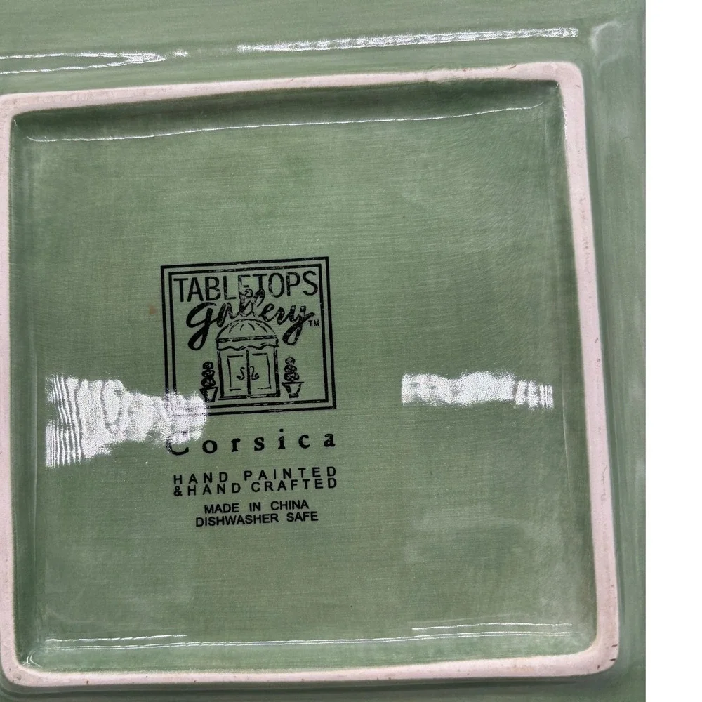 Corsica Dinnerware Set of 8‎ Green Square Salad Plates Stoneware